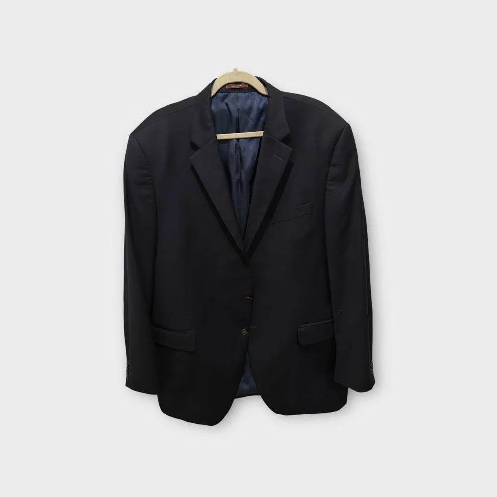 Peter Millar Blazer Mens 46L 100%‎ Wool Navy Sport Coat Jacket Made in Canada